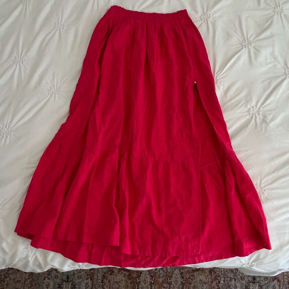 NEW Abercrombie & Fitch Women's Linen-Blend High-Slit Maxi Skirt